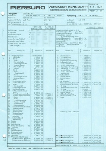 Datenblatt einstelldaten - datenblatt,