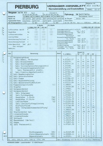 Datenblatt einstelldaten - datenblatt,