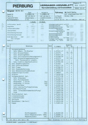 Datenblatt einstelldaten - datenblatt,
