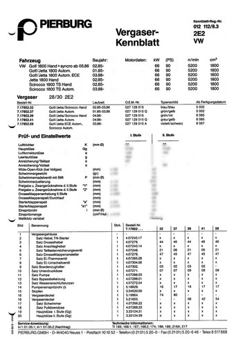 Datenblatt einstelldaten - datenblatt,