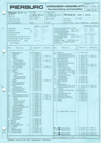 Datenblatt einstelldaten - datenblatt,